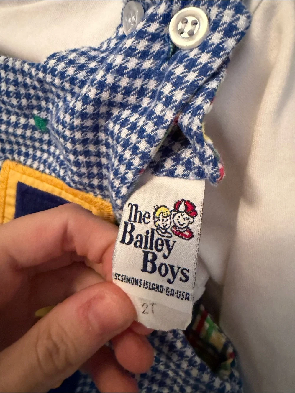 The Bailey Boys Reversible Blue Gingham Excavator Overalls